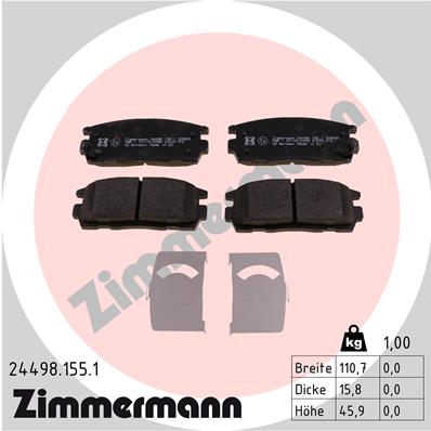 ZIMMERMANN ZIM24498.155.1 fékbetét készlet, tárcsafék