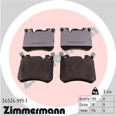 ZIMMERMANN ZIM24524.995.1 fékbetét készlet, tárcsafék