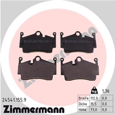 ZIMMERMANN ZIM24541.155.9 fékbetét készlet, tárcsafék