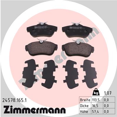 ZIMMERMANN ZIM24578.165.1 fékbetét készlet, tárcsafék