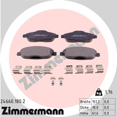 ZIMMERMANN 24660.180.2 Fékbetét készlet, tárcsafék