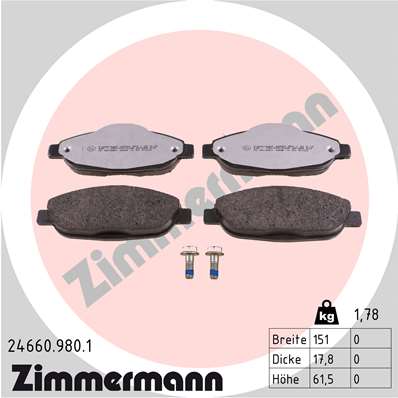 ZIMMERMANN ZIM24660.980.1 fékbetét készlet, tárcsafék