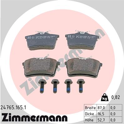 ZIMMERMANN ZIM24765.165.1 fékbetét készlet, tárcsafék