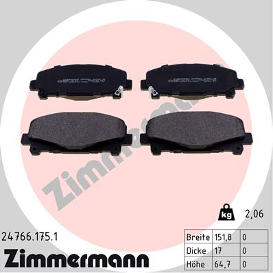 ZIMMERMANN ZIM24766.175.1 fékbetét készlet, tárcsafék