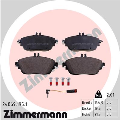 ZIMMERMANN ZIM24869.195.1 fékbetét készlet, tárcsafék