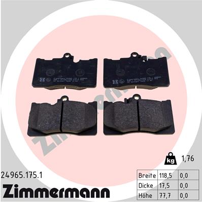 ZIMMERMANN ZIM24965.175.1 fékbetét készlet, tárcsafék