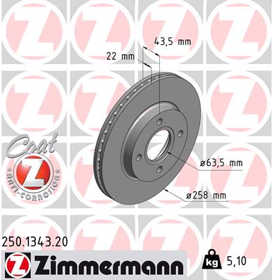 ZIMMERMANN ZIM250.1343.20 féktárcsa