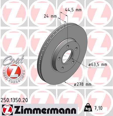 ZIMMERMANN 250.1350.20 Féktárcsa