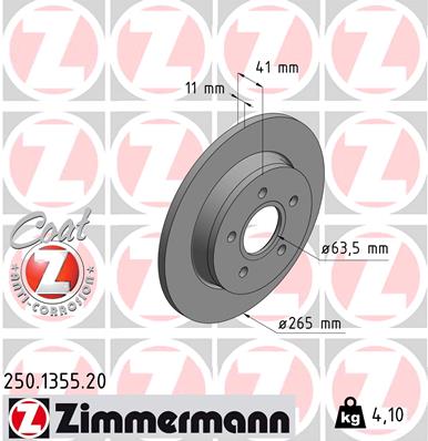 ZIMMERMANN 250.1355.20 Féktárcsa