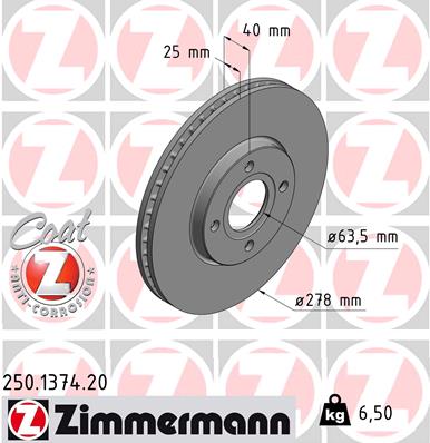 ZIMMERMANN ZIM250.1374.20 féktárcsa