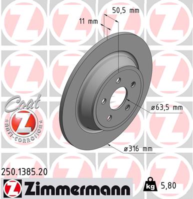 ZIMMERMANN ZIM250.1385.20 féktárcsa