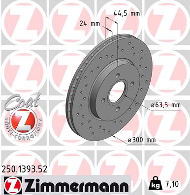 ZIMMERMANN ZIM250.1393.52 féktárcsa