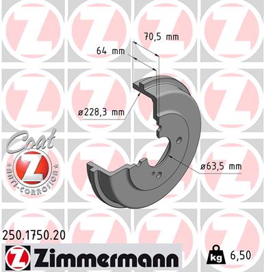 ZIMMERMANN ZIM250.1750.20 fékdob