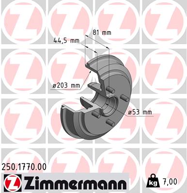 ZIMMERMANN 250.1770.00 Fékdob