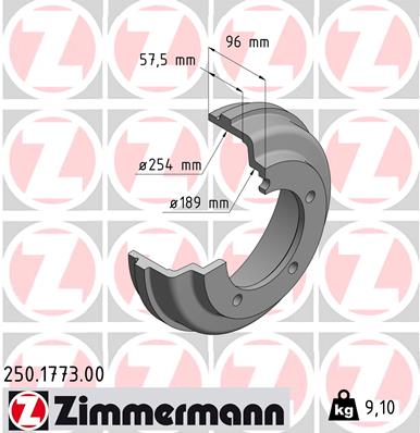 ZIMMERMANN 250.1773.00 Fékdob