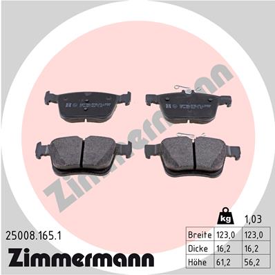 ZIMMERMANN ZIM25008.165.1 fékbetét készlet, tárcsafék