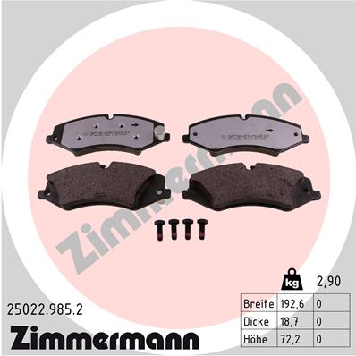 ZIMMERMANN ZIM25022.985.2 fékbetét készlet, tárcsafék