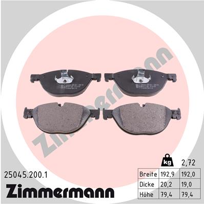 ZIMMERMANN ZIM25045.200.1 fékbetét készlet, tárcsafék