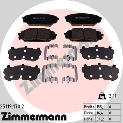 ZIMMERMANN ZIM25119.170.2 fékbetét készlet, tárcsafék