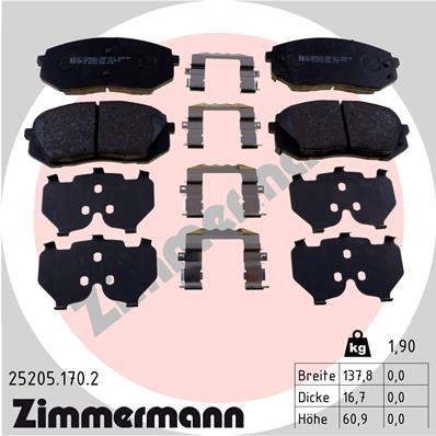 ZIMMERMANN ZIM25205.170.2 fékbetét készlet, tárcsafék