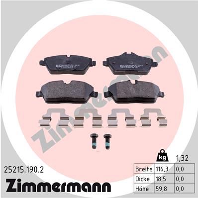 ZIMMERMANN ZIM25215.190.2 fékbetét készlet, tárcsafék