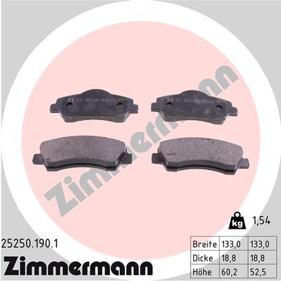 ZIMMERMANN ZIM25250.190.1 fékbetét készlet, tárcsafék