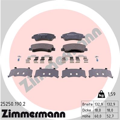 ZIMMERMANN 25250.190.2 Fékbetét készlet, tárcsafék