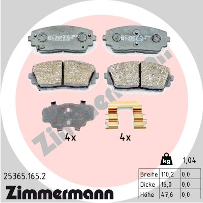 ZIMMERMANN ZIM25365.165.2 fékbetét készlet, tárcsafék