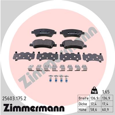 ZIMMERMANN ZIM25603.175.2 fékbetét készlet, tárcsafék
