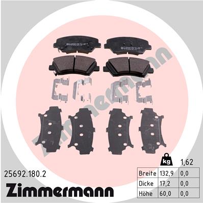 ZIMMERMANN ZIM25692.180.2 fékbetét készlet, tárcsafék