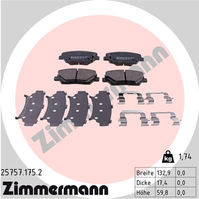 ZIMMERMANN ZIM25757.175.2 fékbetét készlet, tárcsafék