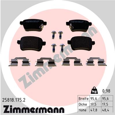 ZIMMERMANN ZIM25818.175.2 fékbetét készlet, tárcsafék