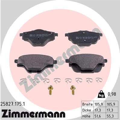 ZIMMERMANN ZIM25827.175.1 fékbetét készlet, tárcsafék