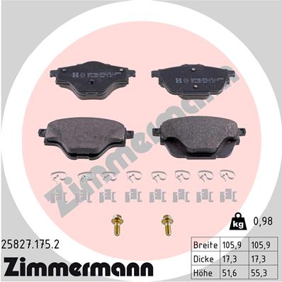 ZIMMERMANN ZIM25827.175.2 fékbetét készlet, tárcsafék