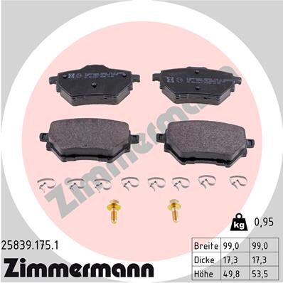 ZIMMERMANN ZIM25839.175.1 fékbetét készlet, tárcsafék