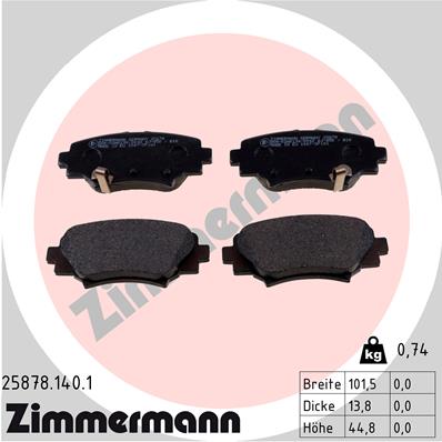 ZIMMERMANN ZIM25878.140.1 fékbetét készlet, tárcsafék