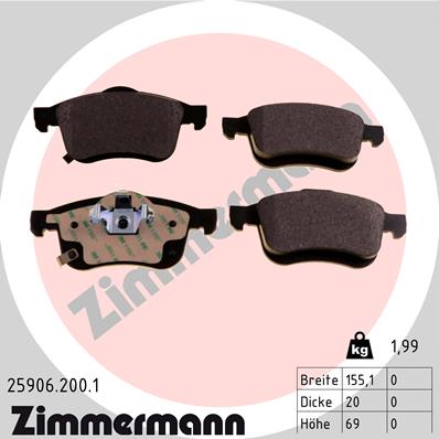 ZIMMERMANN ZIM25906.200.1 fékbetét készlet, tárcsafék