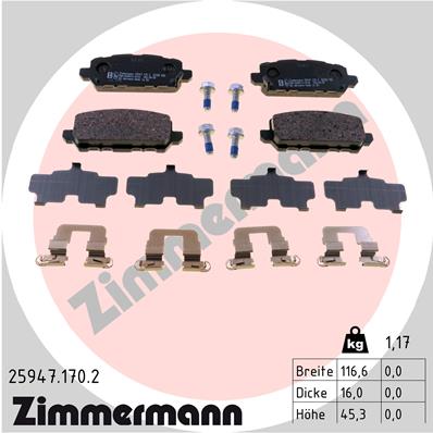 ZIMMERMANN ZIM25947.170.2 fékbetét készlet, tárcsafék