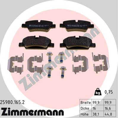 ZIMMERMANN ZIM25980.165.2 fékbetét készlet, tárcsafék