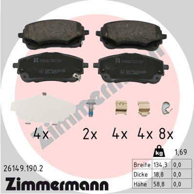 ZIMMERMANN ZIM26149.190.2 fékbetét készlet, tárcsafék