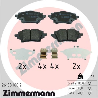 ZIMMERMANN ZIM26153.160.2 fékbetét készlet, tárcsafék