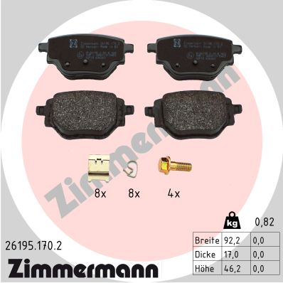 ZIMMERMANN ZIM26195.170.2 fékbetét készlet, tárcsafék