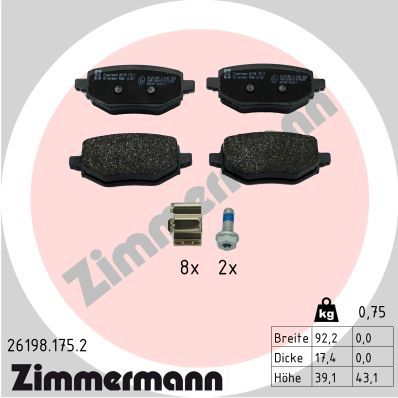 ZIMMERMANN ZIM26198.175.2 fékbetét készlet, tárcsafék