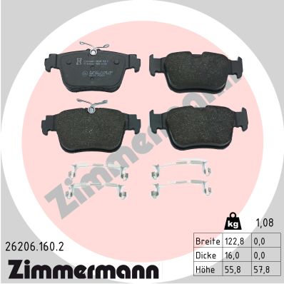 ZIMMERMANN ZIM26206.160.2 fékbetét készlet, tárcsafék