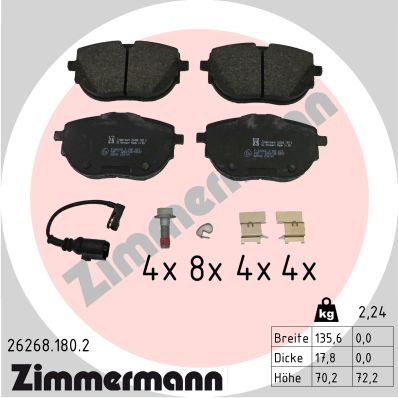 ZIMMERMANN ZIM26268.180.2 fékbetét készlet, tárcsafék