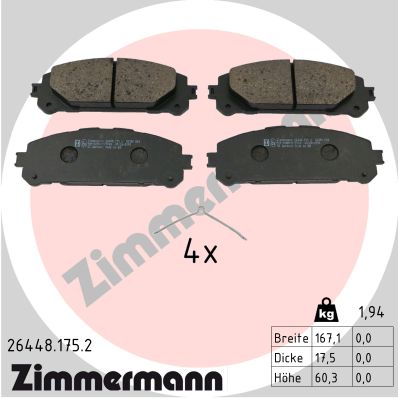 ZIMMERMANN ZIM26448.175.2 fékbetét készlet, tárcsafék