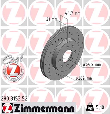 ZIMMERMANN ZIM280.3153.52 féktárcsa