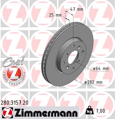 ZIMMERMANN ZIM280.3157.20 féktárcsa