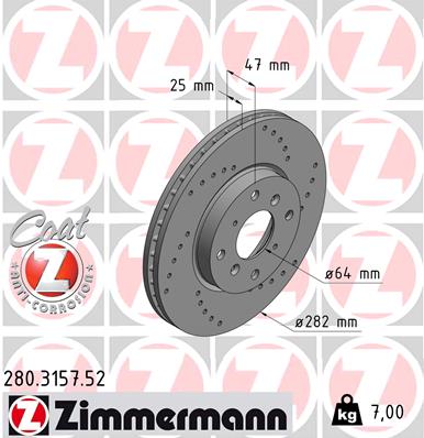 ZIMMERMANN ZIM280.3157.52 Féktárcsa