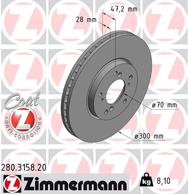 ZIMMERMANN ZIM280.3158.20 féktárcsa